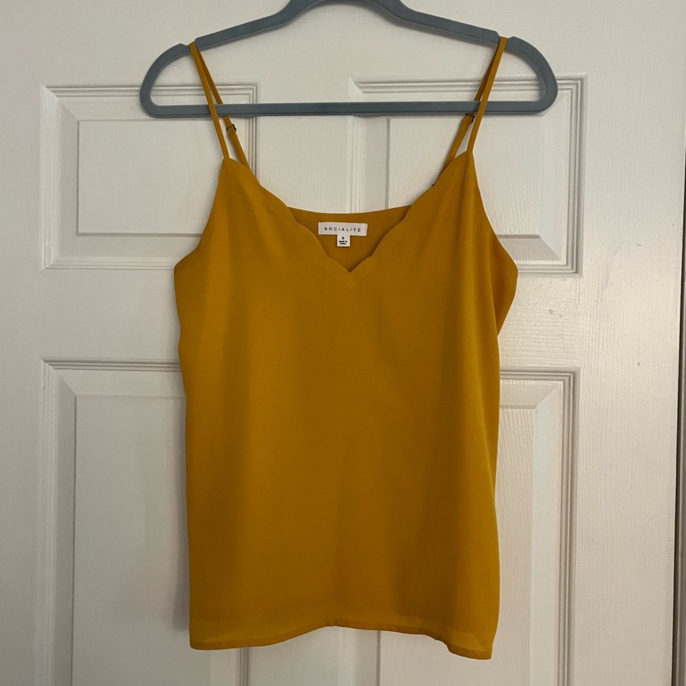 Scalloped Mustard Yellow Camisole Top